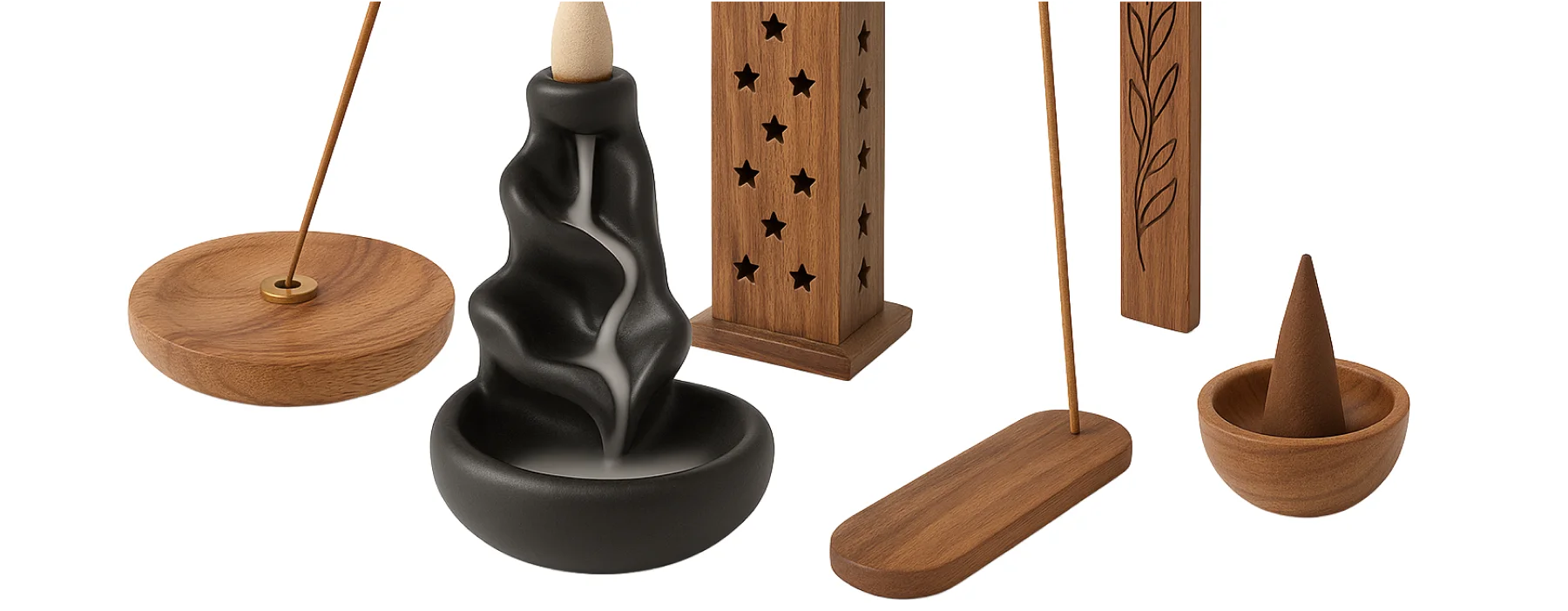Stojany na vonné tyčinky, kužele, kadidelnice
