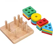 Drevená skladačka s geometrickými tvarmi Montessori