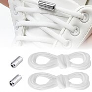Elastické šnúrky bez viazania s kovovou sponou - biele