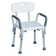 Výškovo nastaviteľná stolička do sprchy s operadlom a madlami KP 355L