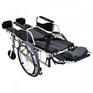 Polohovací invalidný vozík s nastaviteľným operadlom a opierkou hlavy, čierno-sivý