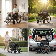 Skladací elektrický invalidný vozík 2×250 W, Li-ion 24 V/20 Ah, dojazd 15 km