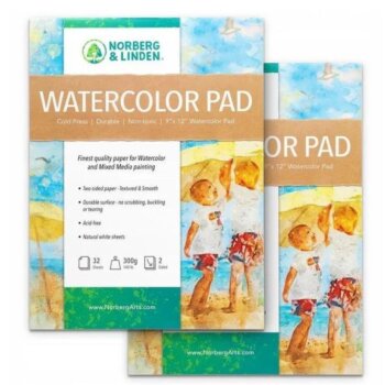 64 listov akvarelová podložka na maľovanie zmiešaných médií, 2 x 32 strán