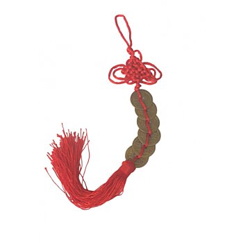 Šesť čínskych mincí s nekonečným uzlom