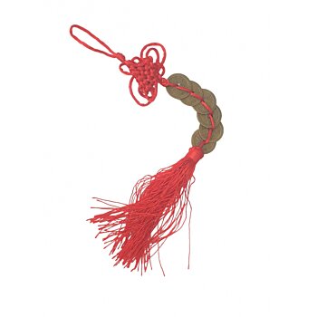 Šesť čínskych mincí s nekonečným uzlom