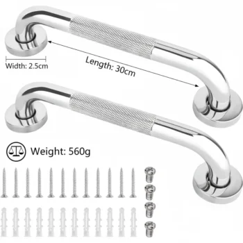 Bezpečnostné nerezové madlá k vani, sprche a dverám – 2 ks