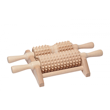 Drevený masážny dvojvalček 2 v 1, strojček na telo, chodidlá, Twice, 29 x 18 x 7 cm