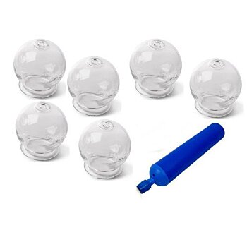 Ohňovzdorné čínske banky, sklenené s ergonomickou pumpičkou (sada 8 kusov)