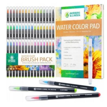 Skutočná sada vodových štetcov - 48 akvarelových fixiek, 1 plniteľný vodový štetec, 48 ks