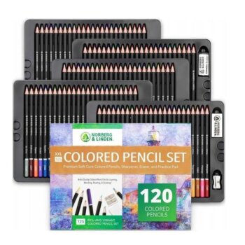 Prémiová súprava farebných ceruziek pre kreslenie mäkkých Jadier, 120 ks