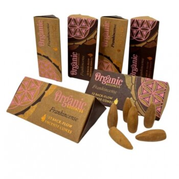 Sada 12 organických vonných kužeľov so spätným tokom