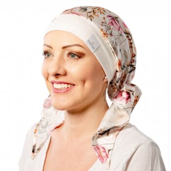 Saténová onko šatka po chemoterapii Canaver, avero kvety