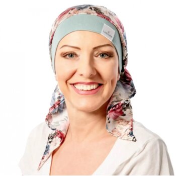 Saténová onko šatka po chemoterapii Canaver, tameri kvety