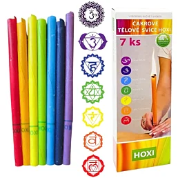 Čakrové telové sviečky Hoxi v krabičke - 7 ks
