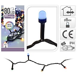 Vianočné LED svetielka na stromček – 80 farebných diód, 6 m | Night LED