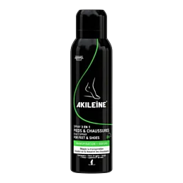 Sprej na nohy a topánky proti zápachu 3 v 1, Akileine Black - 150 ml