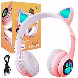 Bluetooth slúchadlá Cat LX-B38 – zábava, štýl a komfort pre deti, ružové