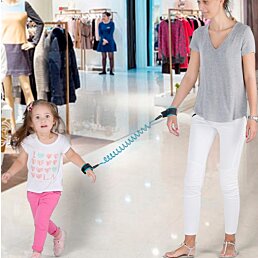 Bezpečnostné vodítko  pre deti s kovovými postrojmi, modré - Náhľad