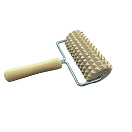 Drevený masážny ručný akupresúrny valček, 19 x 12 x 6 cm - Náhľad