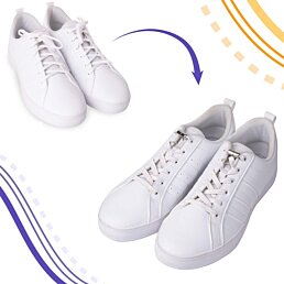 Elastické šnúrky do topánok bez viazania s kovovou sponou, Laces, biela - Náhľad