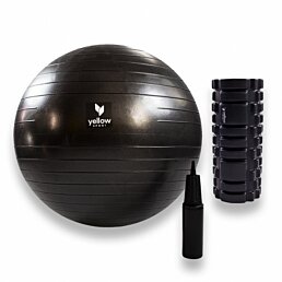 Fitness set yellowROLLER EVA masážny valec + rehabilitačná lopta žltáGYM lopta - 65cm
