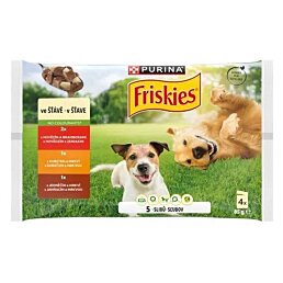 Friskies Dog Adult Multipack hovädzie, kuracie, jahňacie v šťave 4 x 85 g