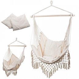 Brazílsky hojdací hamak s poduškami, závesné kreslo, 90x120x100 cm
