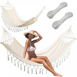 Dvojmiestna závesná záhradná hojdacia sieť so stĺpikmi, hamak, 200x270x150 cm