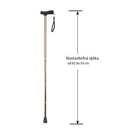 Hliníková invalidná palica – skladacia, medená - Náhľad
