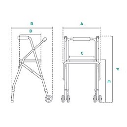 Hliníkové dvojkolesové chodítko FS-914L BL - Náhľad