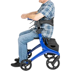 Štvorkolesové skladacie hliníkové chodítko so sedadlom a taškou Lorenza - Náhľad