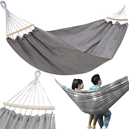 Závesná záhradná hojdacia sieť pre dvoch XXL Strong, 280 x 150 cm, sivá