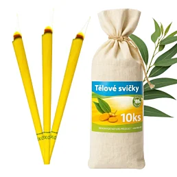 Telové sviečky v plátenom vrecku - 10 ks - Náhľad
