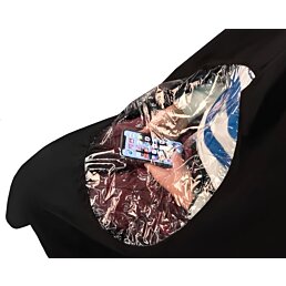 Kadernícka pláštenka, zástera na strihanie vlasov s otvorom na mobil - Náhľad