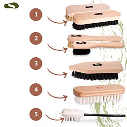 Súprava kefy na starostlivosť o obuv z kože, semišu a nubuku, ShoeClinic 6v1 - Náhľad