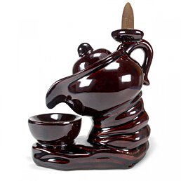 Keramický stojan na Backflow vonné kužele Čajník, hnedý - Náhľad