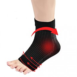 Kompresné ponožky na členok s otvorenou špičkou, čierne - Náhľad