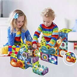 Magnetická stavebnica pre deti, svetelná dráha, 75 ks - Náhľad