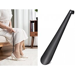 Dlhý kovový obuvák na topánky čierny, 58 cm - Náhľad