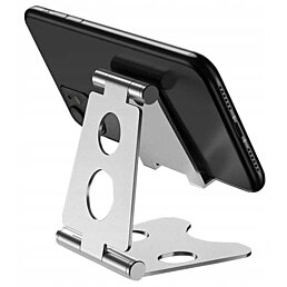 Kovový stojan na telefón a tablet skladací, čierny - Náhľad