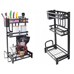 Kuchynský organizér trojpoličkový, čierny - Náhľad