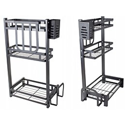 Kuchynský organizér trojpoličkový, čierny