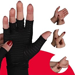 Hrejivé kompresné rukavice obsahom medi pri bolestiach kĺbov, čierne - Náhľad