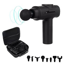 Masážna pištoľ s 8 nástavcami Top Gun, čierna