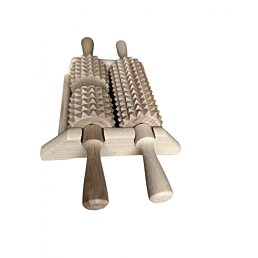 Drevený masážny dvojvalček 2 v 1, strojček na telo, chodidlá, Twice, 29 x 18 x 7 cm - Náhľad