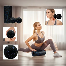 Masážny set EPP – roller, tvrdá loptička a duoball na uvoľnenie svalov - 3 v 1 - Náhľad