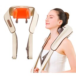 Elektrický masážny Shiatsu šál na krk a ramená – Hrejivá masáž pre uvoľnenie tela, bežová