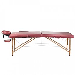 Masérsky skladací drevený stôl Wood, bordový - Náhľad