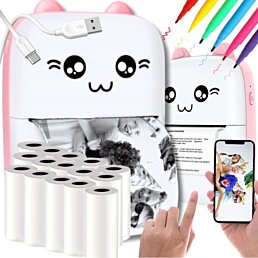 Mini tlačiareň pre deti, termotlač na papier s Api Android, Apple, modrá - Náhľad