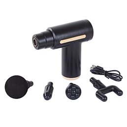 Mini masážna pištoľ pro so 4 nástavcami 1800 mAh, čierna - Náhľad